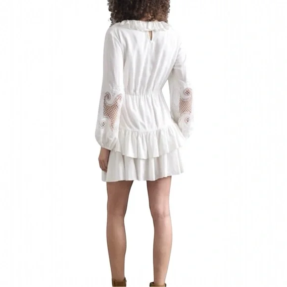 sachin and babi light blue dress Maje White Cotton Embroidered Mini Dress main image 0